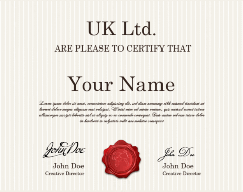 Certificate 480x380